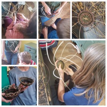 photo collage of basket weaving