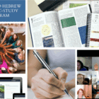 photo collage: Mentored Hebrew Symbolic Study Program: workbooks and women in live and virtual workshops