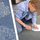 graphic and image of child coloring