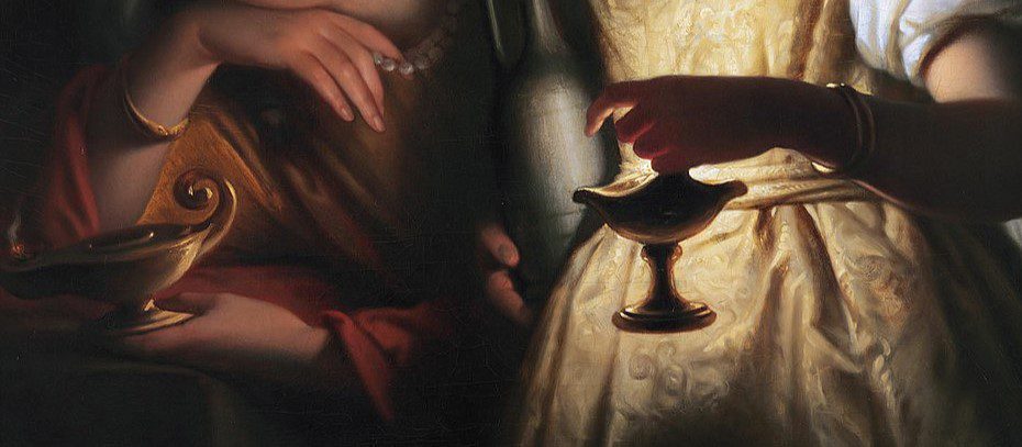 painting of two women carrying oils