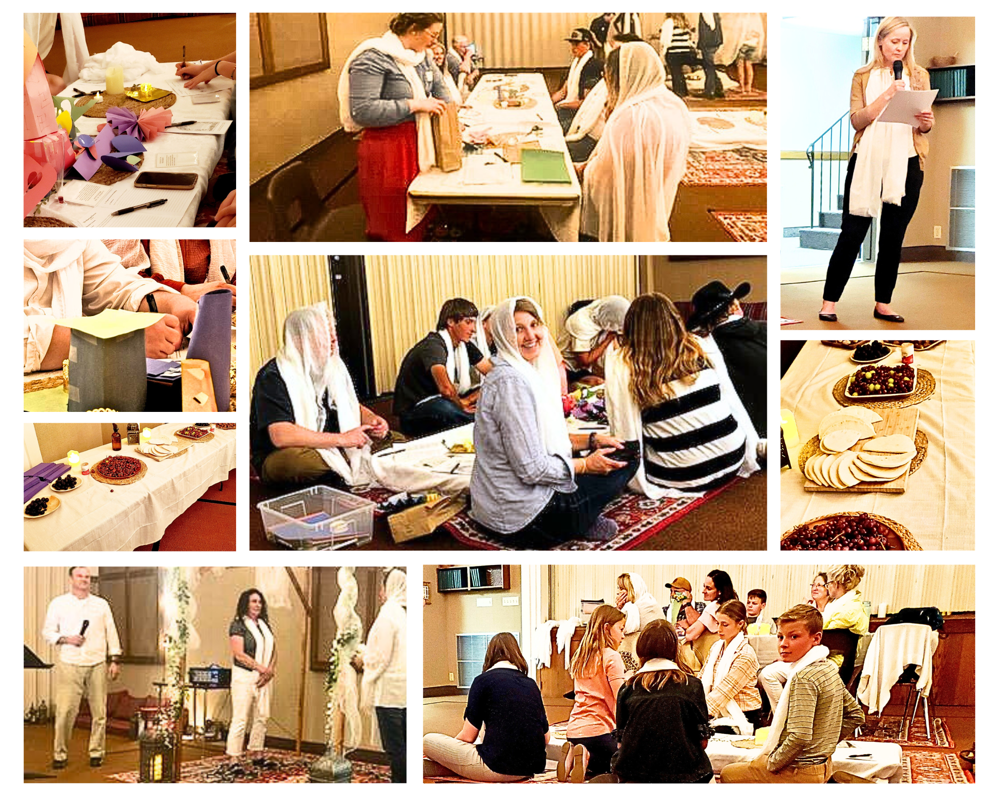 photo collage of women's retreat, biblical wedding experience