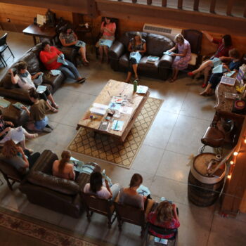 photo of women making notebook covers