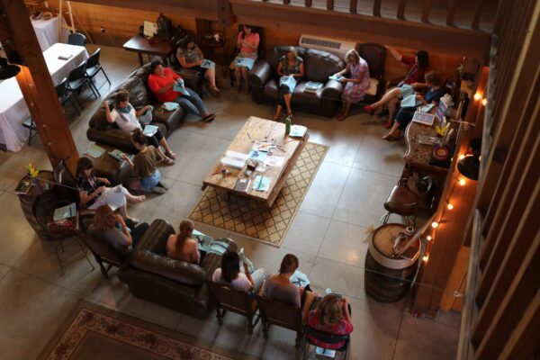 photo of women making notebook covers